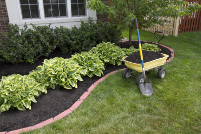 Mulching and garden bed installation in Kitchener Ontario